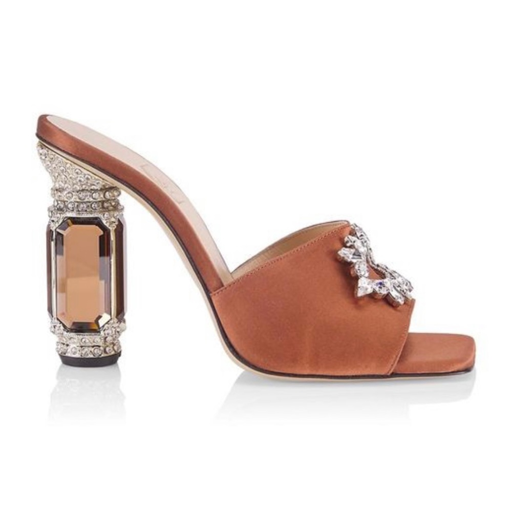 NWT Nalebe Eureka Aurum Crystal-Embellished Mule Heels Size 8/38